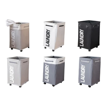 

Dirty Clothes Laundry Basket Foldable Storage Basket with Wheel for Office Waterproof Oxford Bathroom Laundry Hamper
