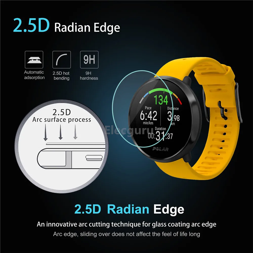 Защитная пленка для экрана для смарт-часов Polar Ignite, 9H закаленное стекло 2.5D прозрачная защитная пленка с защитой от царапин и пузырьков, 3 упаковки