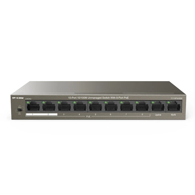 QLPP PoE Switch 9 Port Desktop Fast Ethernet Switch with 8 Port PoE LAN ethernet hub rj45 One-Key VLAN 802.3af/at PoE Ethernet Switch 