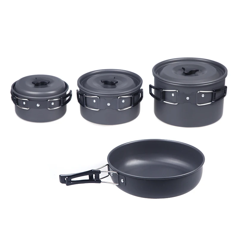 

Outdoor Cooking Set Camping Pan Pot Kit Cookware Utensils for 4-5 People Portable Anodised Aluminum Non-stick Picnic Hiking