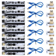 

6PC VER010-X PCIeX1 to X16 Riser Card PCI-E 1X to 16X USB 3.0 Extender cabo 0.6M USB 3.0 Cable SATA to 6Pin Power for Video Card
