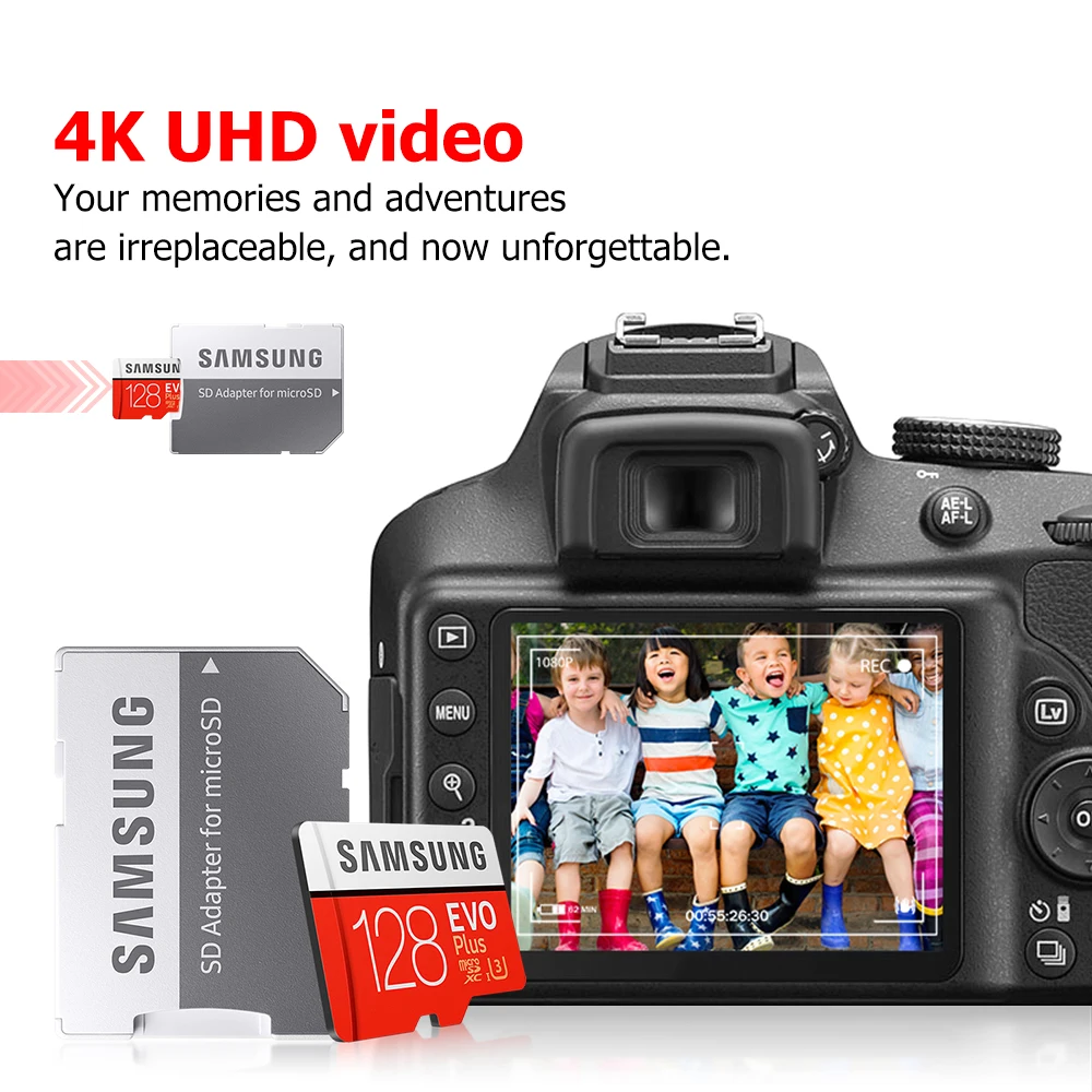 8 gb memory card SAMSUNG Original Memory Card High Speed 100 MB/S EVO PLUS 256GB 128GB Microsd Class 10 U3 TF Cards UHS-I 64GB U1 Micro SD Card samsung 64gb memory card