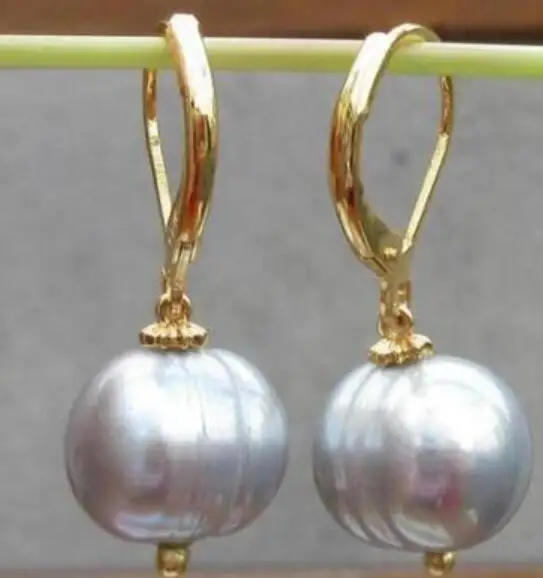 Бесплатная доставка ОГРОМНЫЙ AAA 10-11 мм белые серьги с барочным жемчугом 14K/20