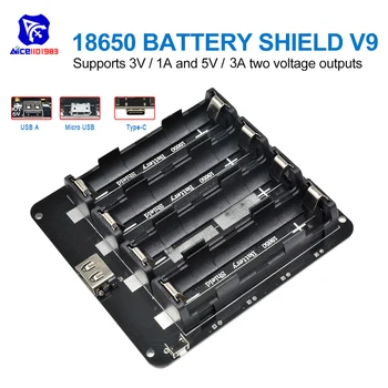 

diymore ESP8266 ESP32S Wireless Module WeMos D1 4x18650 Lithium Battery Charging Shield 5V/3A 3V/1A Power Bank V9 for Arduino