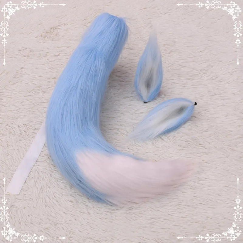 pirate costume women 11 Colors Double Ears Long Plush Fox Ears Foxtail Cosplay Gifts Anime Accessories Lolita Blue White cosplay Tails Set old lady costume Cosplay Costumes