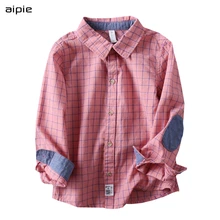 Aipie/акция, новые детские рубашки в клетку для мальчиков повседневная демисезонная одежда из плотной шерстяной ткани в классическом стиле для детей от 4 до 10 лет