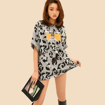 

Sexy Leopard Print Short Sleeve Women's T Shirts Harajuku Letter Patter Casual Summer Girl Tops Clothes Loose Daily Female Shirt