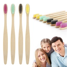 Многоцветная щетка для волос, зубная щетка из натурального бамбука, зубная щетка с широкой бамбуковой ручкой, мягкая щетина, Экологичная портативная щетка для взрослых