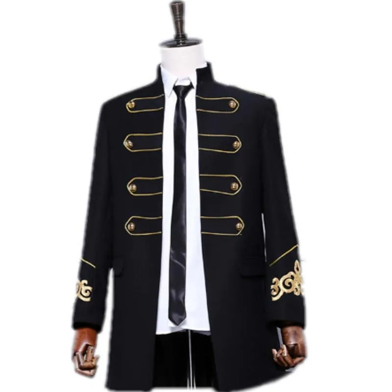 European American Cross-border Singers Hosts Dress Suits Black Court Stage Performances Suit Men Blazer Masculino 2 Piece Terno | Мужская