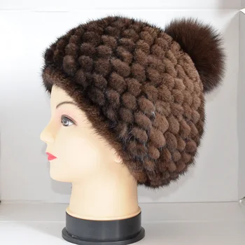 

High quality women mink fur hat warm thick earmuffs