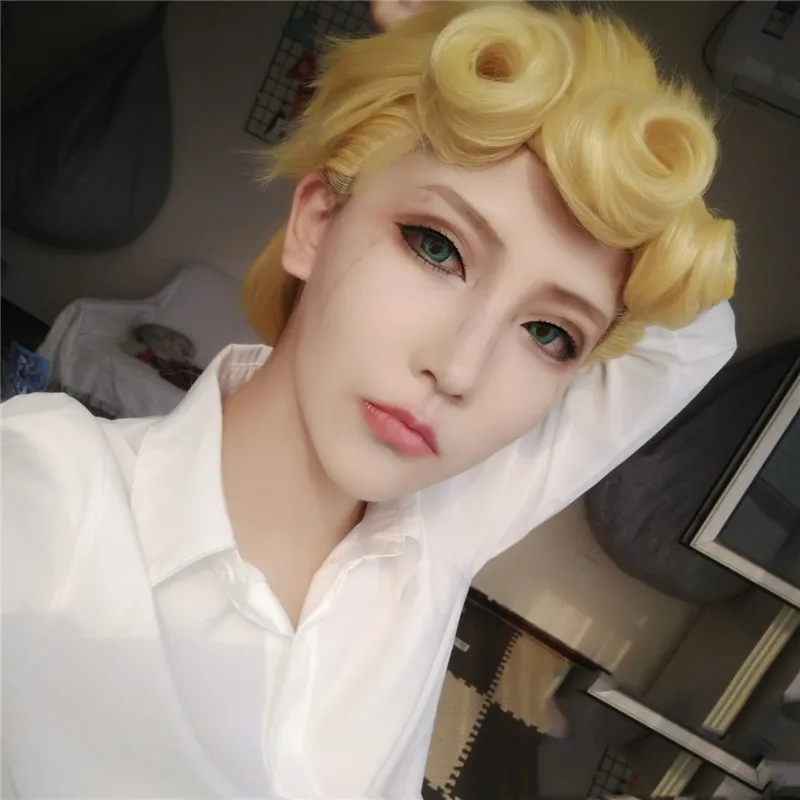 Japanese Anime JoJo's Bizarre Adventure Giorno Giovanna Cosplay Wig - Indestructible Diamond Character with Yellow Curly Hair image 4