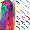 LUPU Long Straight Hair Extensions One Clip in One Piece Colored Highlight Rainbow Pink Purple Synthetic Hair Strands On Clips ► Photo 1/6