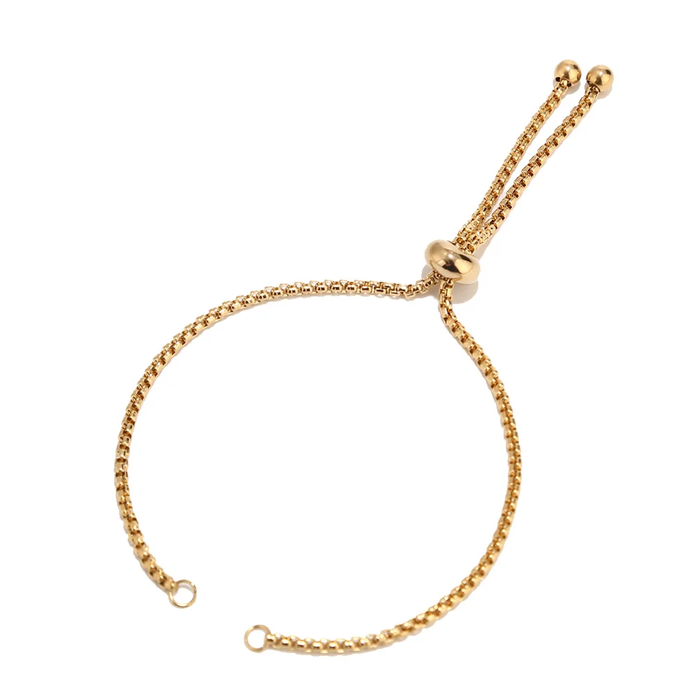 

2pcs Stainless Steel Adjustable Slider Chain with 2 loops for Jewelry Making Bracelet Connectors