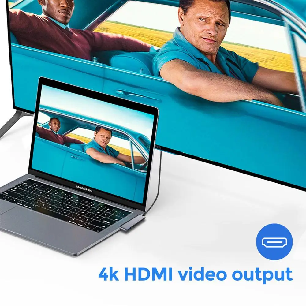 USB C Hub 6 in 1 USB C to 4K HDMI Adapter with USB3 0 SD TF Card Reader 3 5mm Headphone Jack PD Charger