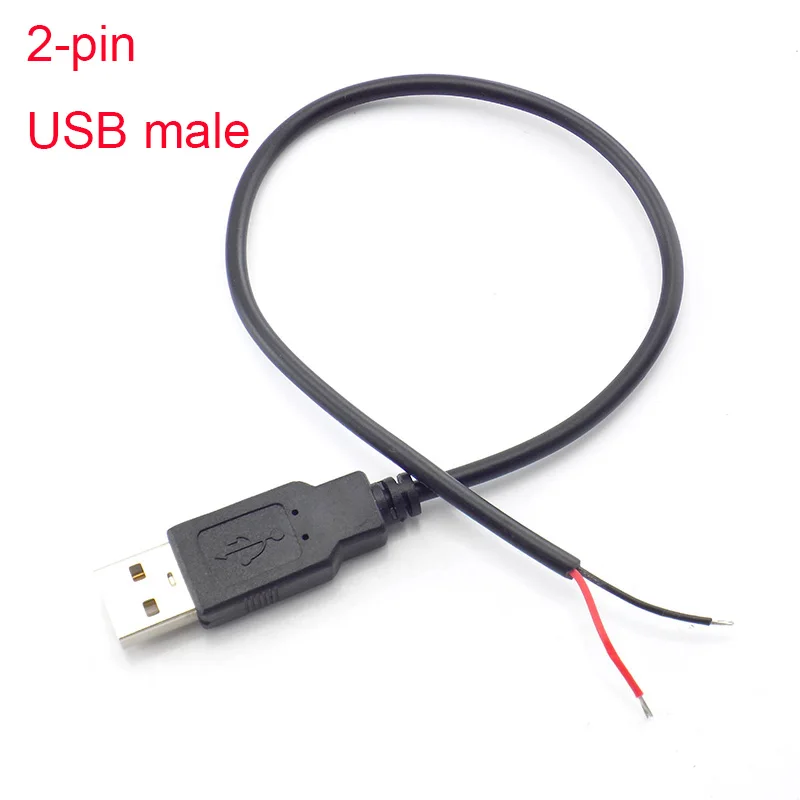 1 м 2 м 2 Pin 4 pin USB 2,0 A гнездовой разъем для зарядки питания кабель для зарядки deta удлинитель провода разъем DIY 5 в адаптер - Цвет: USB male 2pin