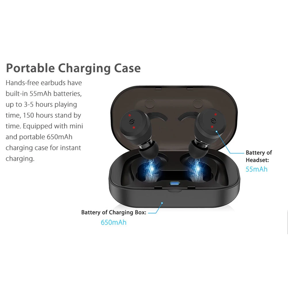 Mini True wireless BT 5,0 наушники спортивные Близнецы наушники-вкладыши Hifi наушники гарнитуры с зарядным док-зарядным устройством