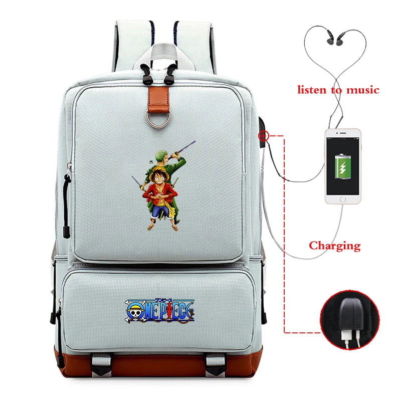 Anime Black Backpack USB Charging Large Capacity Bagpack Unisex School Bags Backpacks Travel Bag for College Bookbag Sac A Dos - Color: Backpack 2
