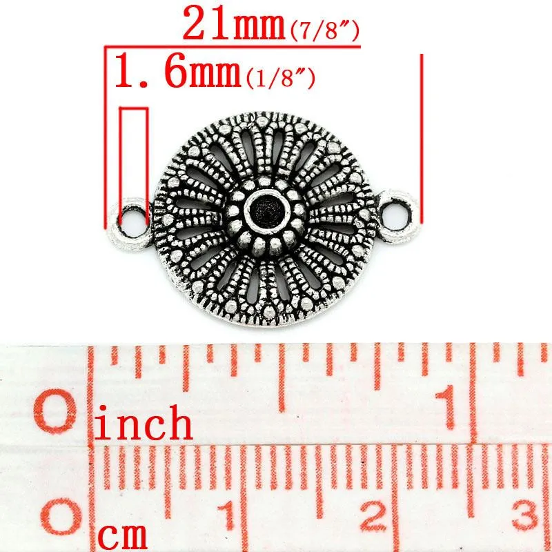 DoreenBeads коннекторы круглые Серебристые Цветные Цветочные HollowInlaid faceteds (Hollow ss10