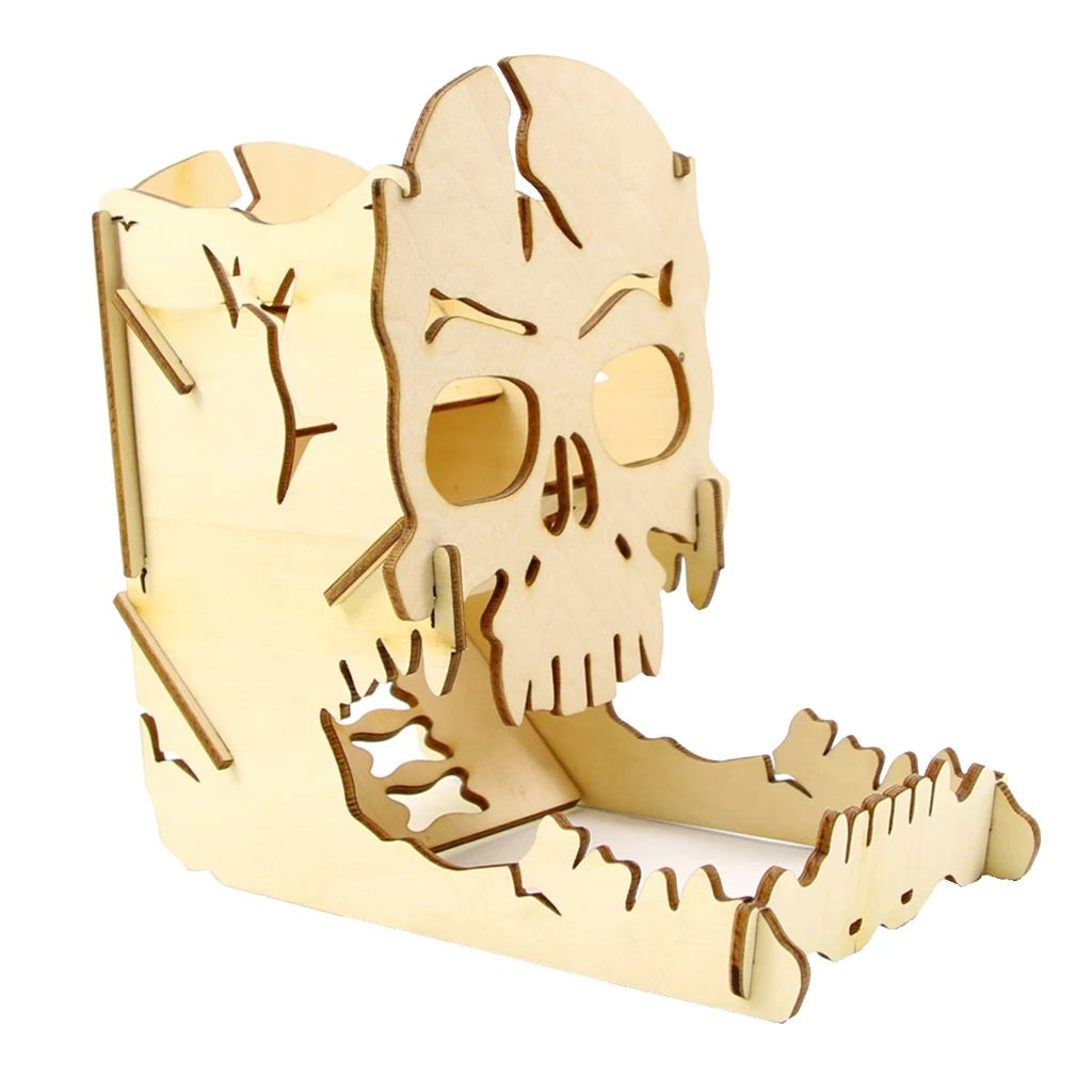 Dice Tower And Tray - Wooden Skull Carving Dice Roller for RPG D&D Board Games