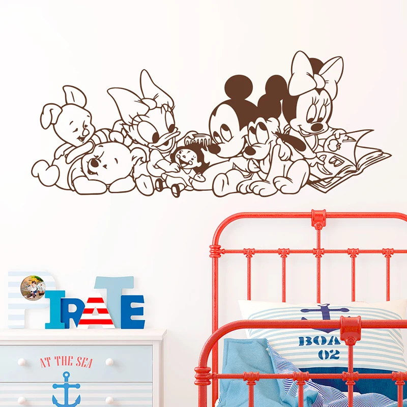 Cartoon Mickey Mouse With Friends Vinyl Wall Stickers Decor For Kids Rooms Nursery Room Decorations Wall Decals Murals Wallpaper
