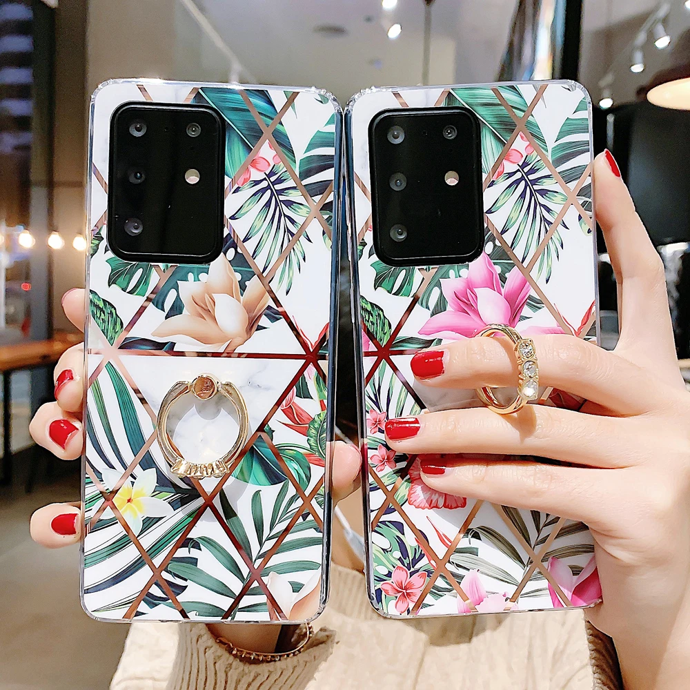 Геометрический чехол LOVECOM с цветами для телефона Samsung Galaxy S20 Ultra S10 Plus A51 A71 A50