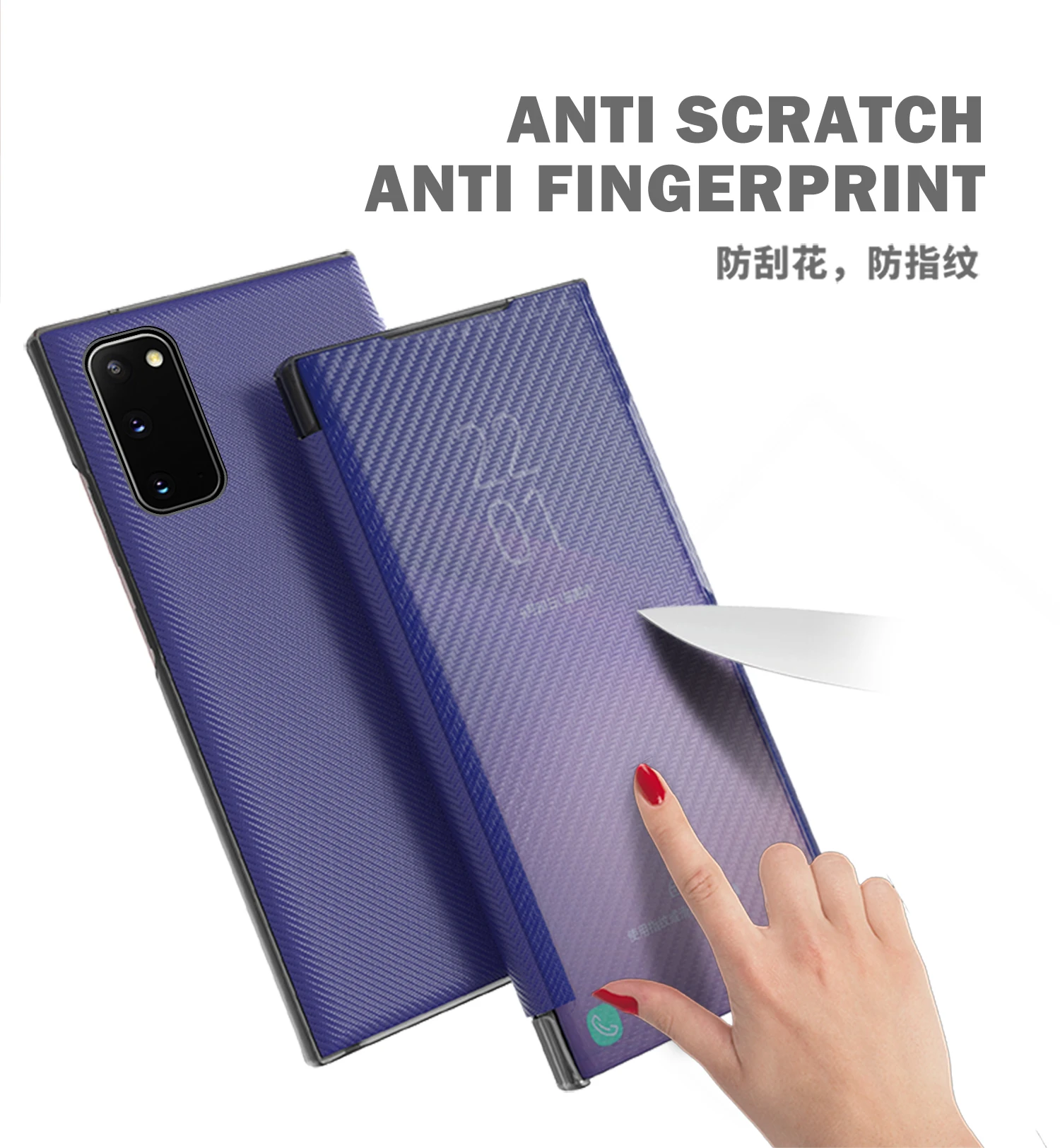Phone Case For Xiaomi Redmi Note 9S 9T 10T 9 Power Poco X3 NFC M3 Pro Max Carbon fiber Smart flip Foldable Shockproof Back Cover