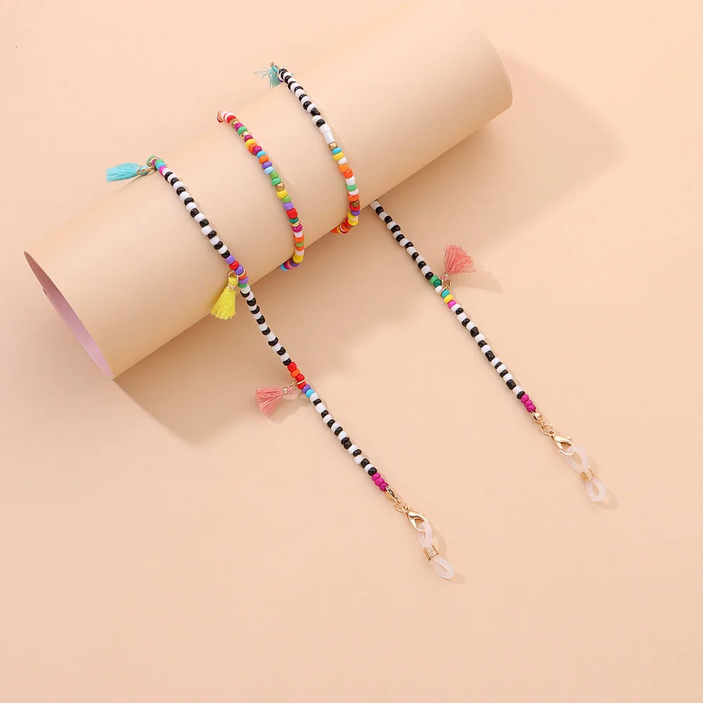 Glasses Chain Multi-color Beaded Anti-lost Lanyard Mask Strap Necklace Tassel Hanging