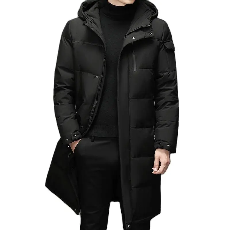 New Winter White Duck Down Jackets Men Hooded Long Winter Coat Men Thick Warm Fashion Down Coat Mens Brand Parka Plus Size 5XL