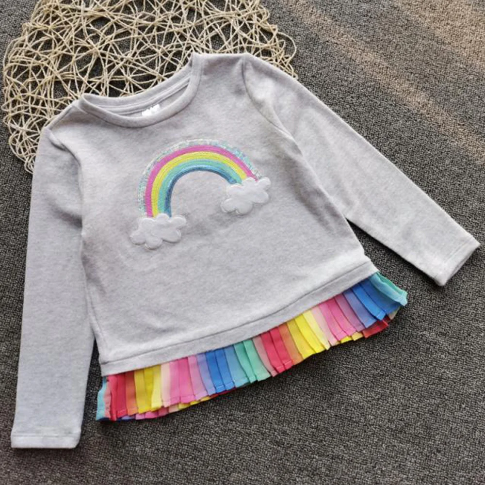 

VIKITA Girls t shirt Long Sleeve Sequins t shirts for Girls Kids Baby Girl Unicorn Tops Children Cotton t shirts Casual Wear