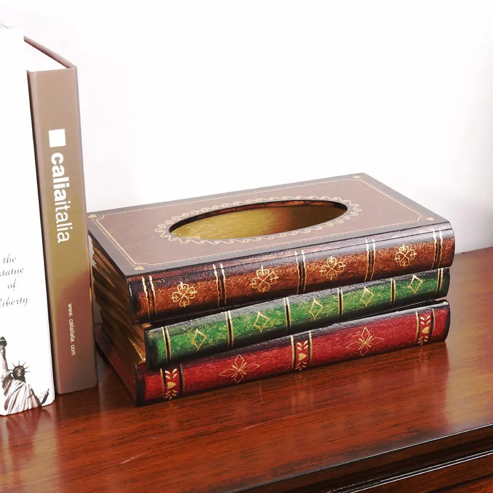 Хоббилан Ретро стиль книга форма деревянная коробка ткани для настольного украшения