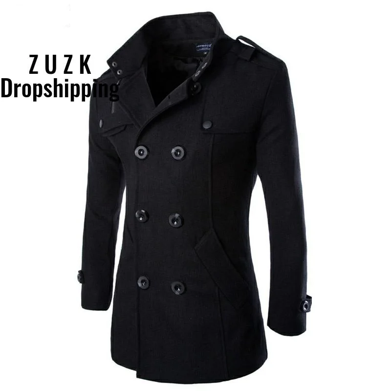AOWOFS Winter Men Wool Pea Coats Black Mens Overcoat Short Trench Coats Male Double Breasted Wool & Blends Coats Brand Clothing AOWOFS Winter Men Wool Pea Coats Black Mens Overcoat Short Trench Coats Male Double Breasted Wool & Blends Coats Brand Clothing
