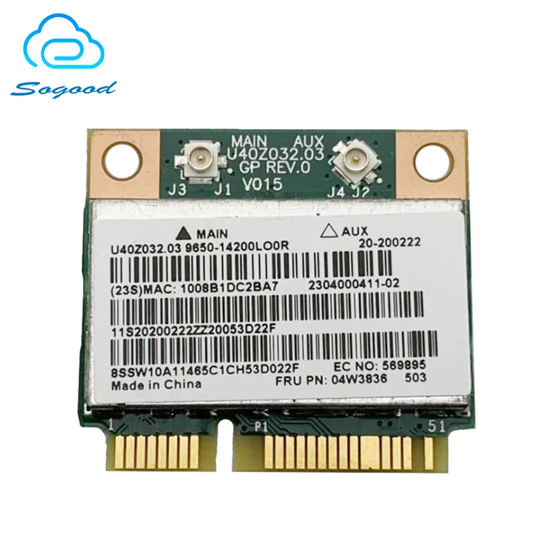 

Broadcom BCM943142HM BT4.0 Wifi Wireless Network Card For Lenovo G400 G410 G500 G510 G405 G505 E431 E531 E430C E145 FRU 04W3836