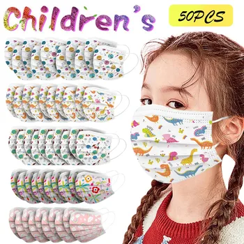 

50PCS In Stock Cartoon Kids Floral Print Printing Windproof Can Put Filter Cotton Washable Reusable Mondkapje Fast Delievry