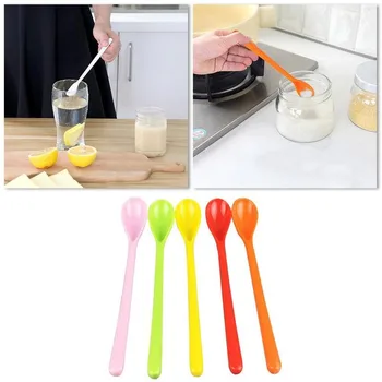 

1/2/5/10pcs Long Handle Coffee Spoon Plastic Tea Coffee Stirring Spoons Home Kitchen Tableware Supplies Long Handle Coffee Spoon