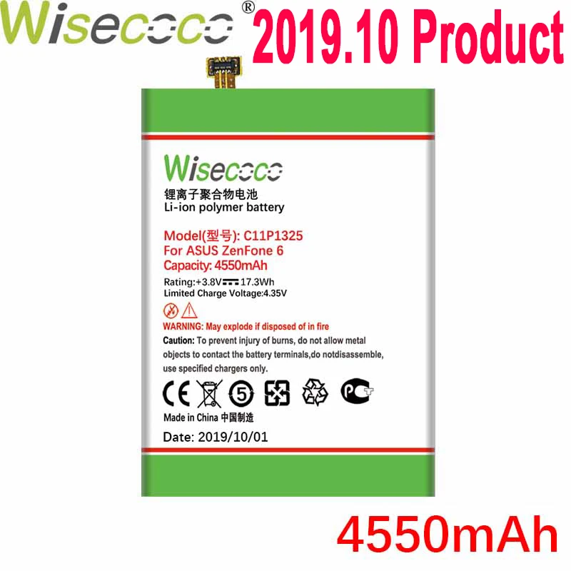 WISECOCO 4550 мАч C11P1325 батарея для Asus ZenFone 6 A600 A600CG T00G A601CG телефон последняя продукция батарея+ номер отслеживания