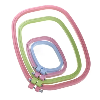 

4PCS Plastic DIY Embroidery Hoops Square Shape Cross Stitch Hoops Frame Ring Household Craft Embroidery Set Sewing Accessories