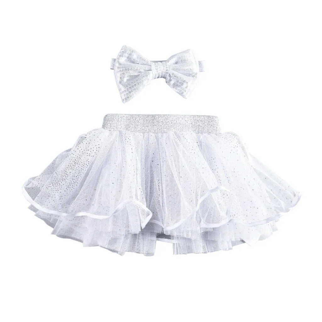 Балетные юбки-пачки для маленьких девочек нарядные вечерние юбки+ повязка на голову, комплект для танцев, костюм белая модная юбка-пачка для девочки, Fille - Цвет: White