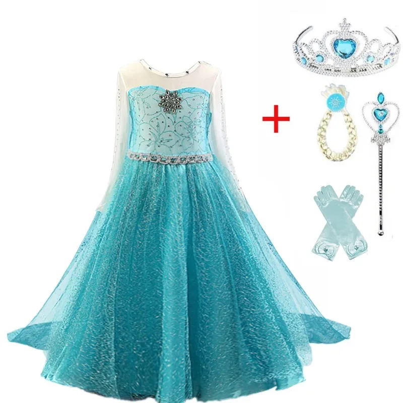 Cosplay Queen Elsa Dresses Elsa Elza Costumes Princess Anna Dress for Girls Party Vestidos Fantasia Kids Girls Clothing Elsa Set