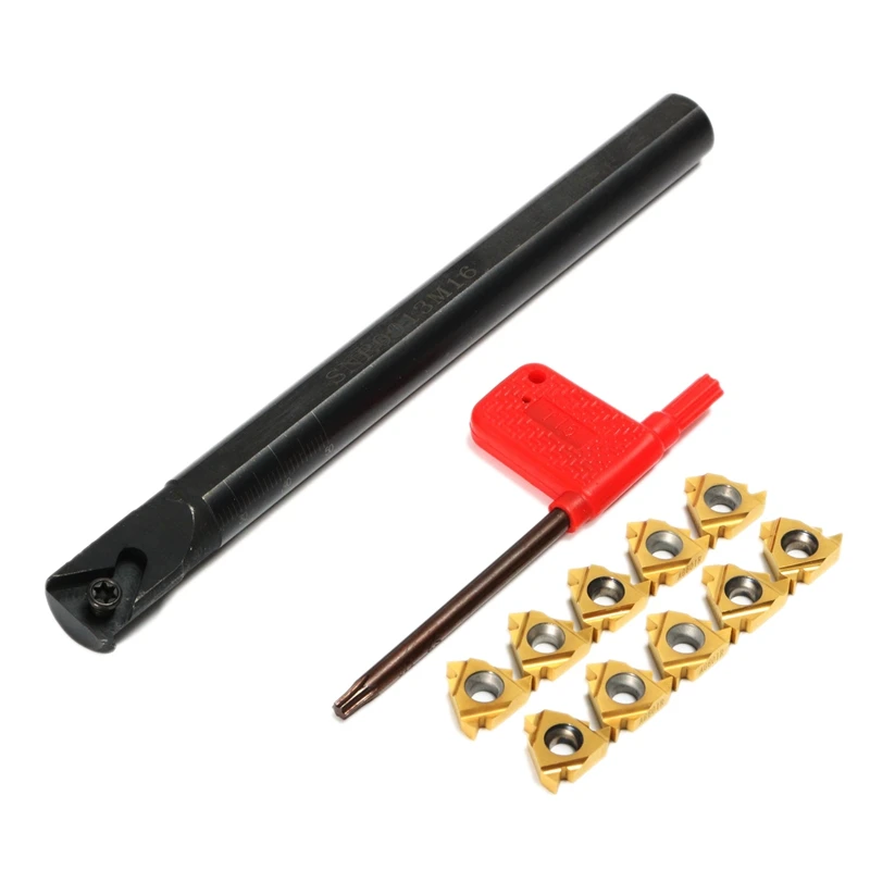 

1 Set Snr0013M16 Cnc Tool Holder Boring Bar + 10Pcs 16Ir Ag60 Insert With Wrench For Lathe Threading