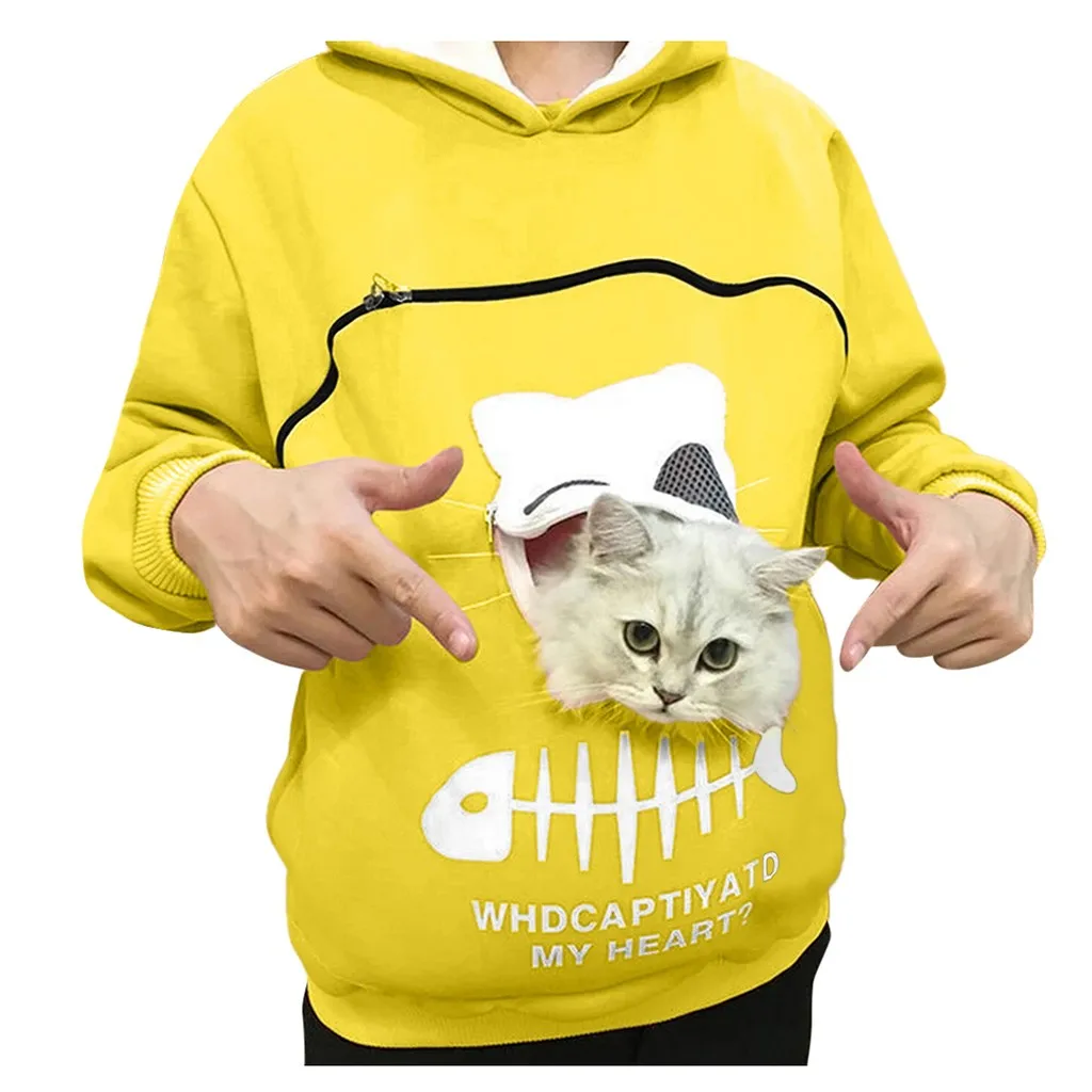 Зимние женские толстовки с капюшоном, мешок с нарисованным животным капюшоном, Женская толстовка большого размера с котом, дышащий пуловер sudadera mujer#3