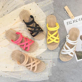 

New Arrival 2020 Women's Slide Sandal Roman Style Cross Beach Sandals Gladiator Dress Sandals Casual Summer Shoes Lady