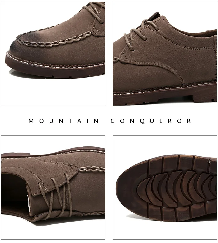 Mountain Conqueror Fashion Shoes Men Split leather Autumn Winter Vintage Motorcycle Boots Male Martin Shoes Men Ankle Boots
