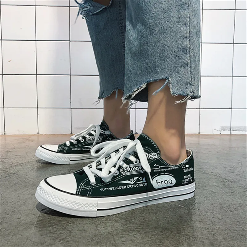 

2020 Spring Explosion Low-Top Canvas Shoes Trend Street Men's Shoes Graffiti Shoes Men's Casual Wild Vulcanized Shoes