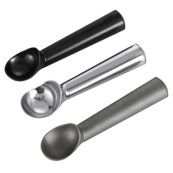 

Nonstick Anti-Freeze Ice Cream Scoop, 3 Pack Aluminum Ice Cream Spoon, Ice Cream Ball Scoop,Black+Mirror+Silver