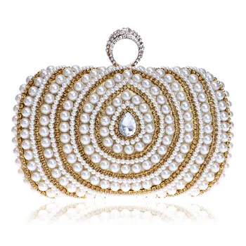 

Pearl Diamond Stripe Studded Women Evening Bag Rhinestone Clutch Purse Shining Handbagg Elegant for Party Banquet Club Lady Girl