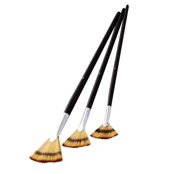 

3Pcs/Set Fan-shaped Sector Nylon Hair Wooden Handle Watercolor Gouache Oil Brush Paint Pens Set Acrylics Art Supplies