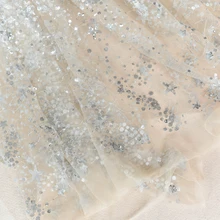 130 см Ширина блесток вышивка блеск тюль сетка для банкета Вечеринка свадьба Сценическое платье вуаль украшение ткань