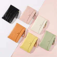 

2021 New Soft Mini Pu Leather Coin Purse Women Card Holder Cute Credit Id Card Holders Zipper Slim Wallet Case Keychain