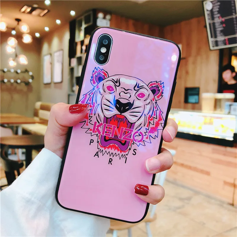 Чехол с головой тигра для iPhone 11 Pro X XS Max XR, противоударный чехол-бампер для iPhone 6, 6 S, 7, 8 Plus, чехол-броня - Цвет: Розовый