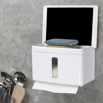 

Bathroom Punching Free Installation Tissue Box Wall Mounted paper storage shelf tissue box Plastic toilet paper holder #40